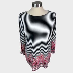 Chico's Womens Size 1 Medium 1/2 Sleeve Shirt Polyester